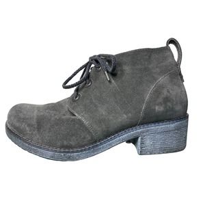 Naot Love Gray Suede Leather Chukka Boots Lace Up Women's 40 US 9 Block Heel